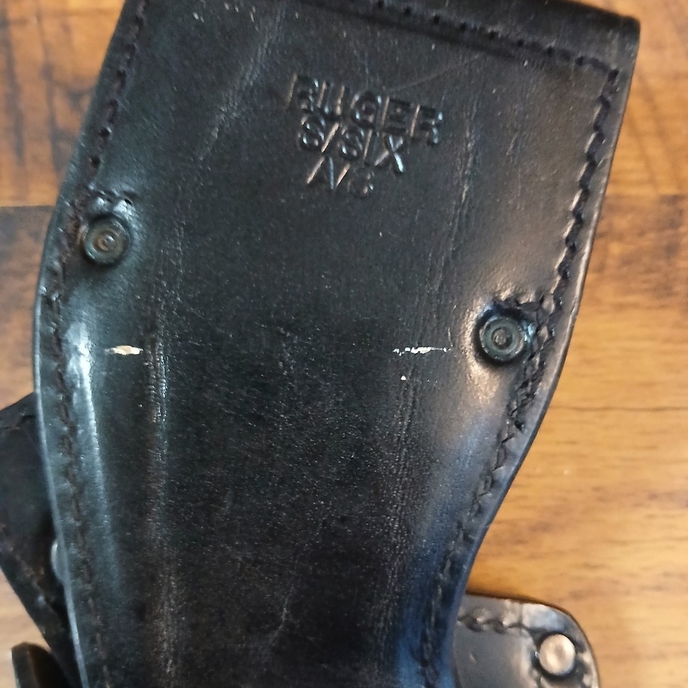 Unbranded Ruger S/Six A/8 Black Leather Holster Handgun Revolver - Picture 9 of 10